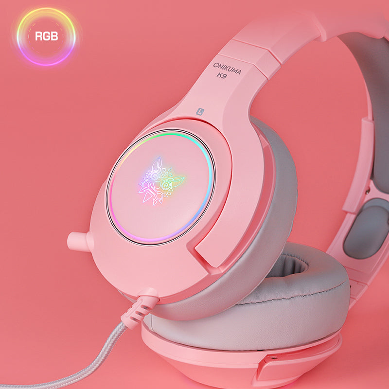 ONIKUMA K9 Cat Ear Gaming Headset 7.1 Sonido envolvente con luz LED RGB