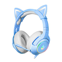 Fone de ouvido para jogos ONIKUMA K9 com orelha de gato 3,5 mm com fio e luz LED RGB