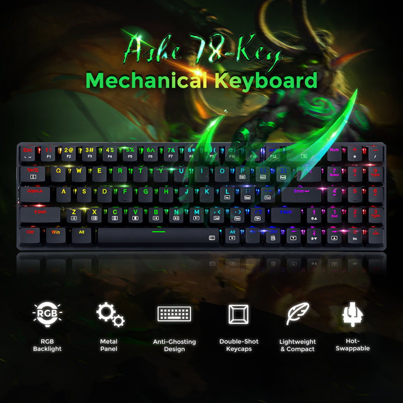 Redragon K626P-KB Ashe Teclado mecánico con cable de bajo perfil