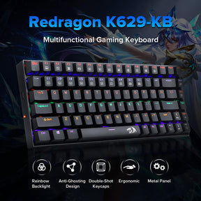Redragon K629-KB Rainbow LED Backlight คีย์บอร์ดเกมกล