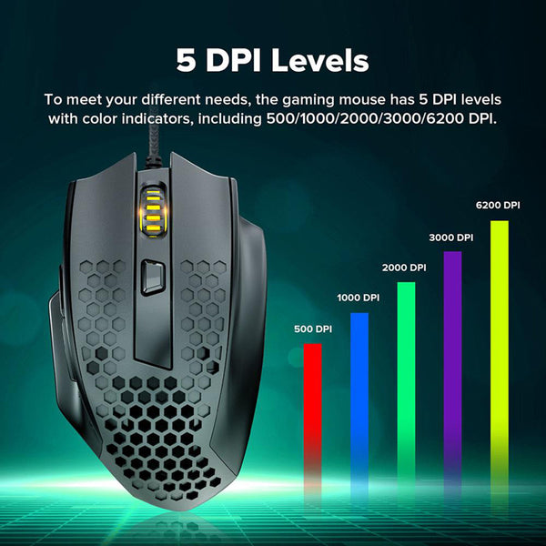 Mouse da gioco cablato ultraleggero Redragon M722 Bomber 58g