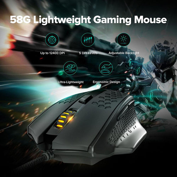 Mouse da gioco cablato ultraleggero Redragon M722 Bomber 58g