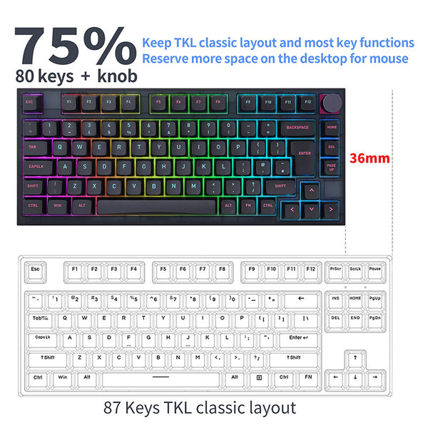 SKYLOONG GK75 ISO Layout Wired Mechanical Keyboard