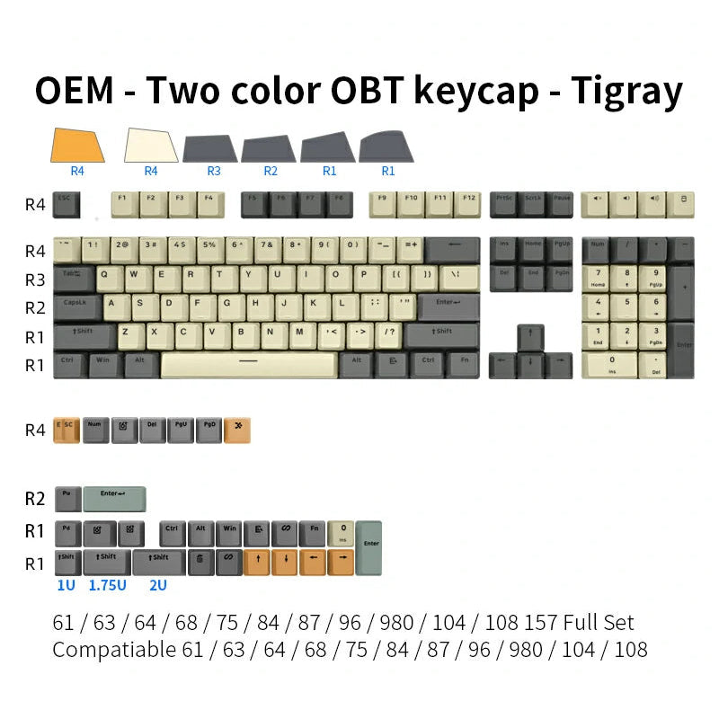 Juego de teclas de perfil OEM de estilo industrial SKYLOONG, 137 teclas