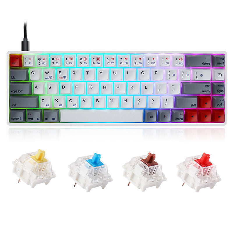 SKYLOONG GK68 White Wireless Mechanical Keyboard - Thumbnail 2