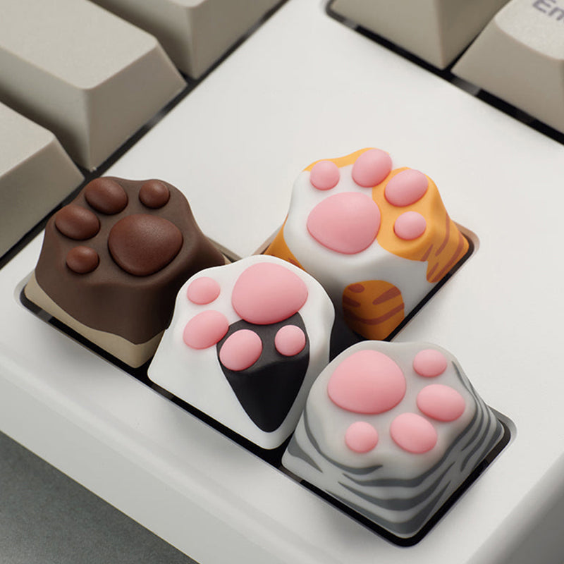 ZOMO PLUS 멀티 컬러 ABS 및 실리콘 Kitty Paw Artisan Keycap